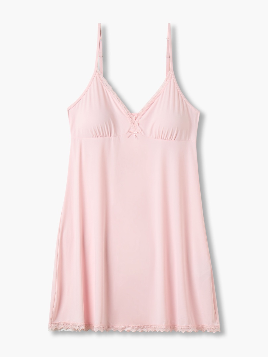 Sleeveless Slip Dress with Lace Trim