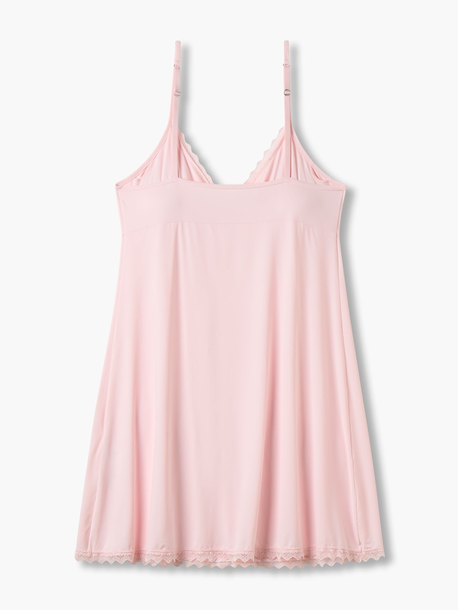 Sleeveless Slip Dress with Lace Trim