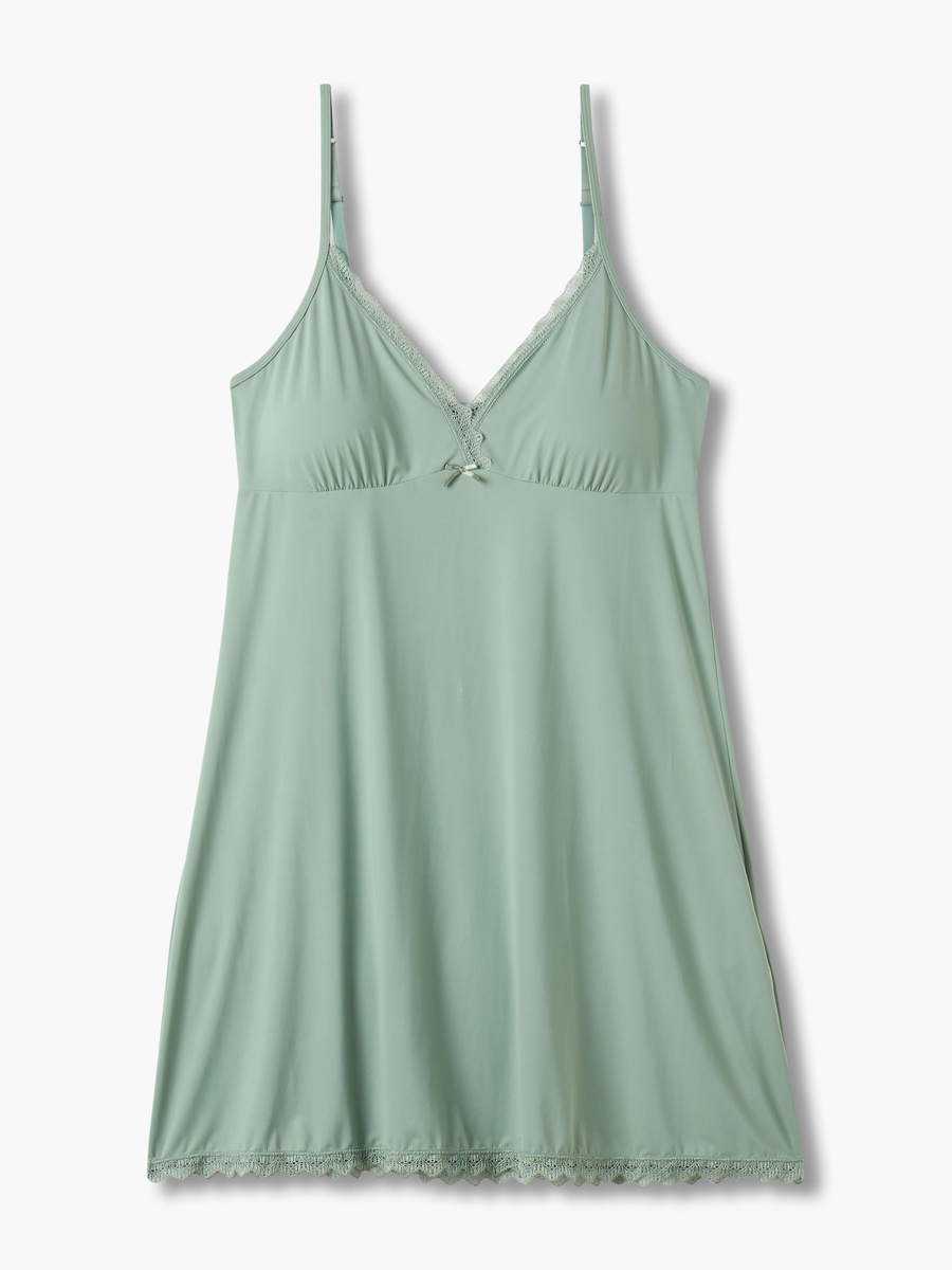 Sleeveless Slip Dress with Lace Trim