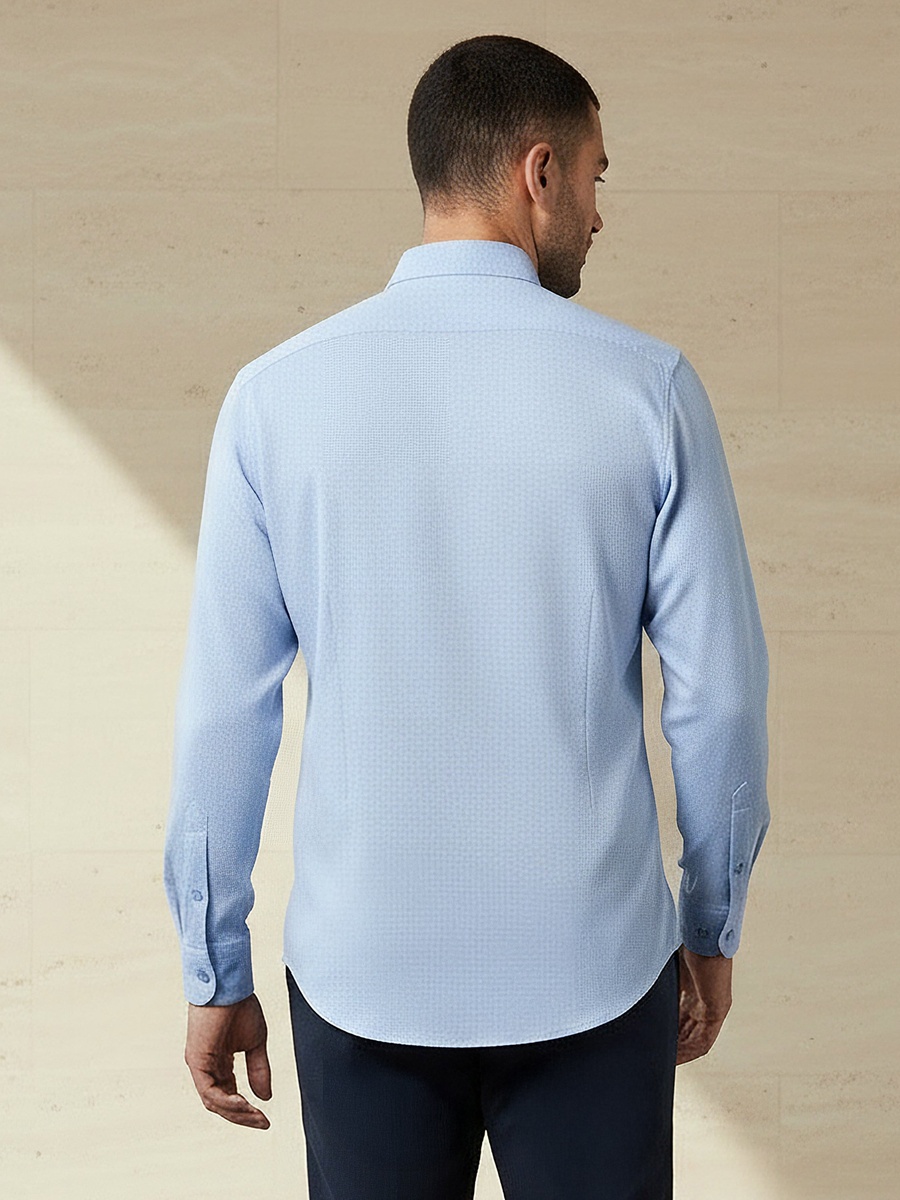 Men Slim Fit Collared Textured Long Sleeves Shirt