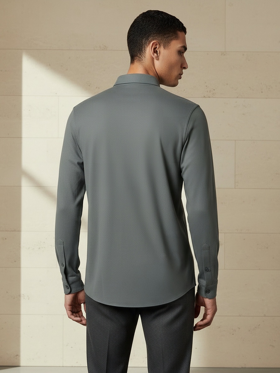 Men Slim Fit Collared Textured Long Sleeves Shirt