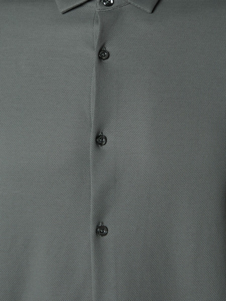 Men Slim Fit Collared Textured Long Sleeves Shirt