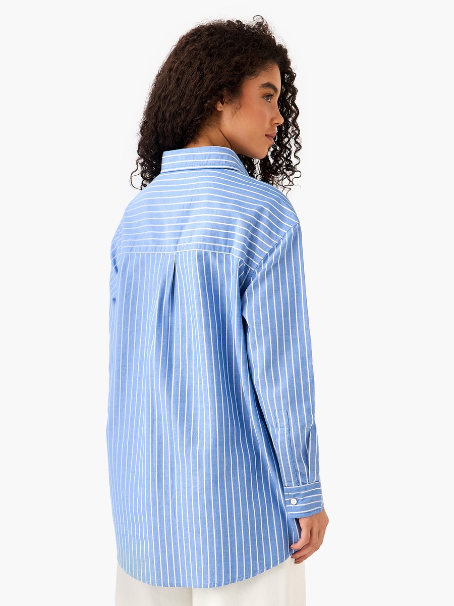 Cotton Longline Oxford Shirt with Stripes