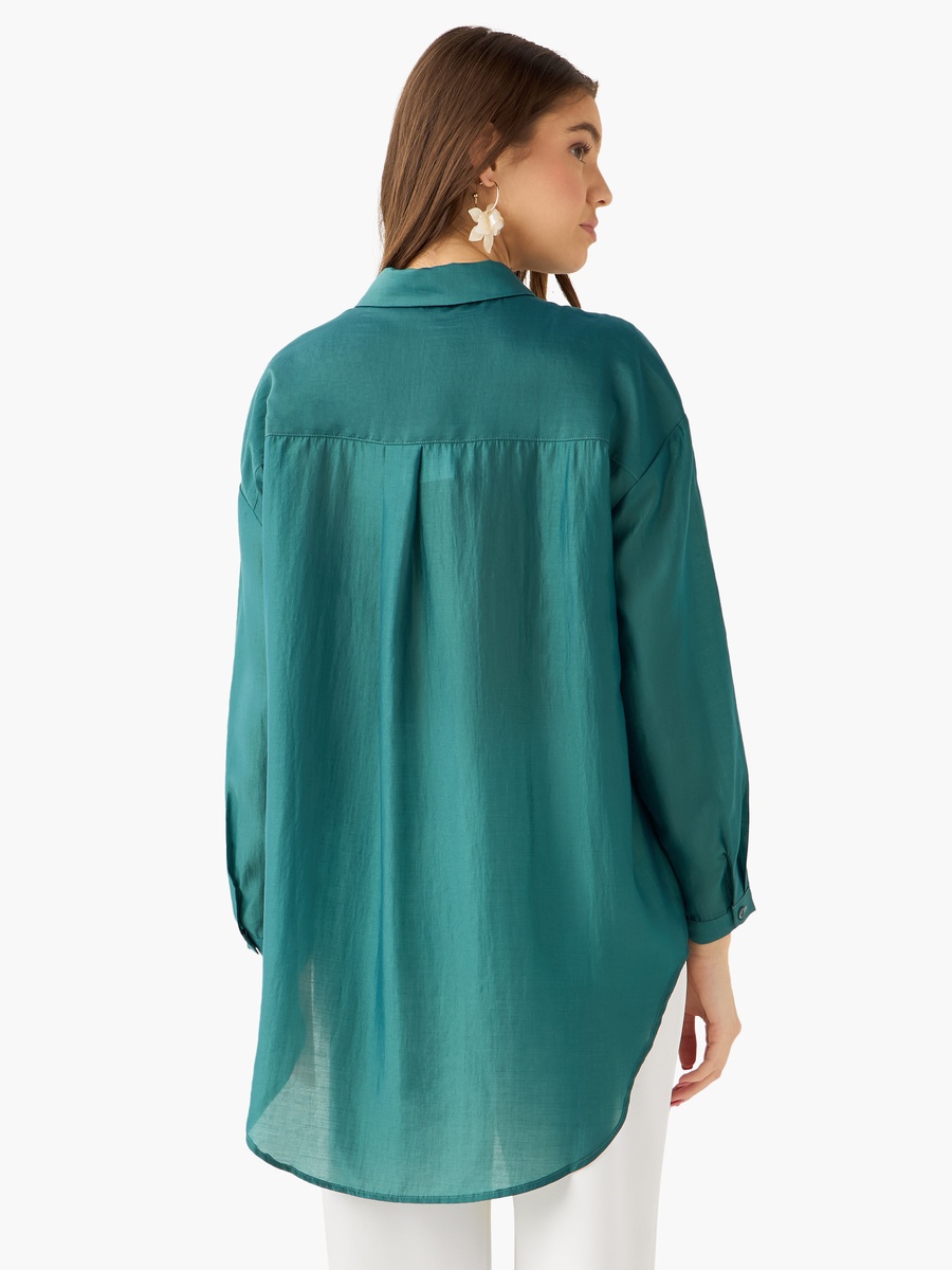 High Low Shirt with Concealed Placket