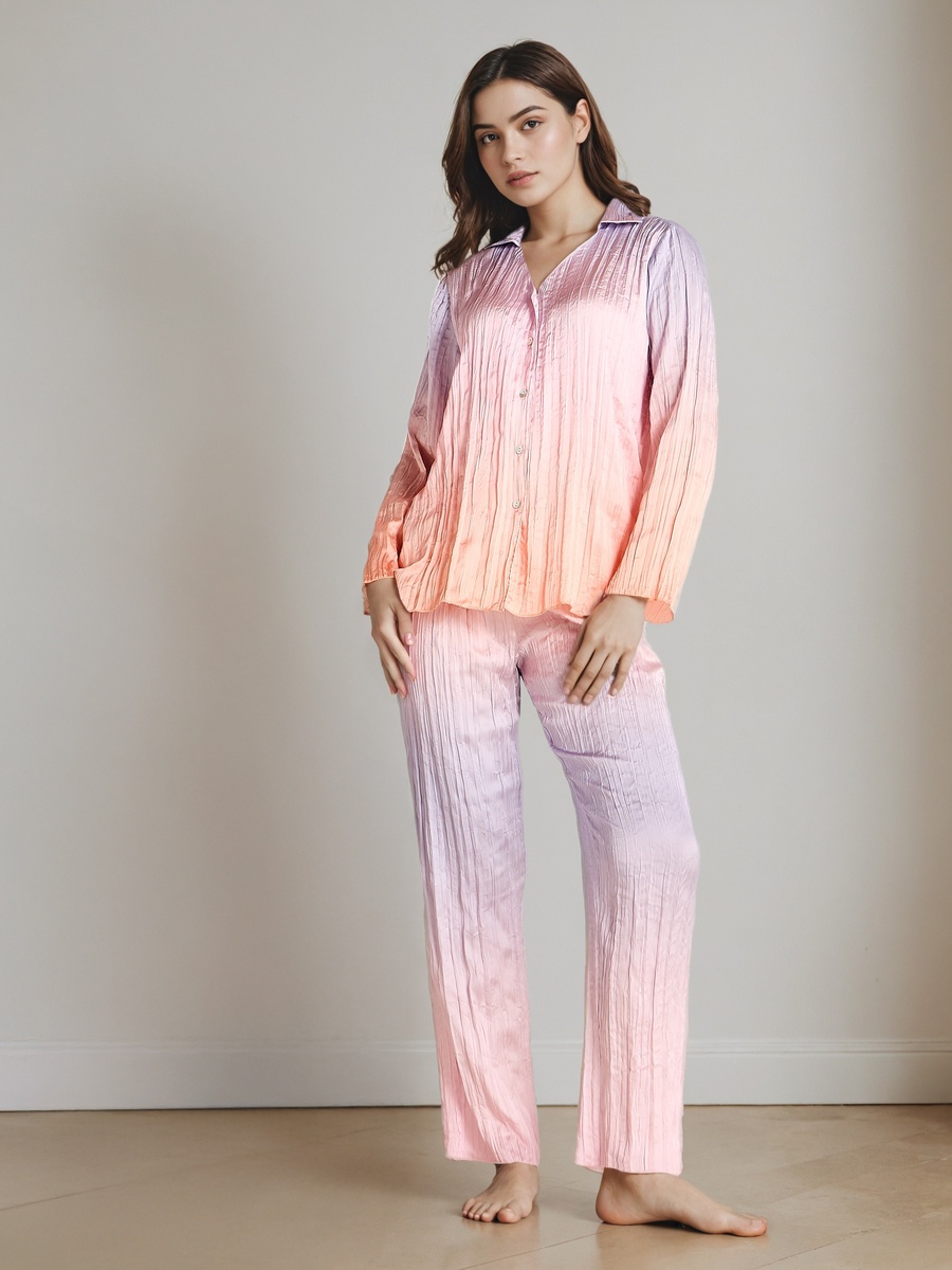 Pyjama Set with Button-Down Shirt and Trousers
