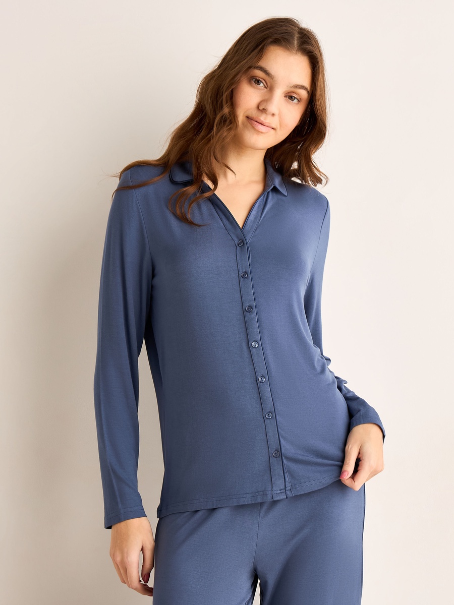 Modal Pyjama Set with Button-Down Shirt and Pants