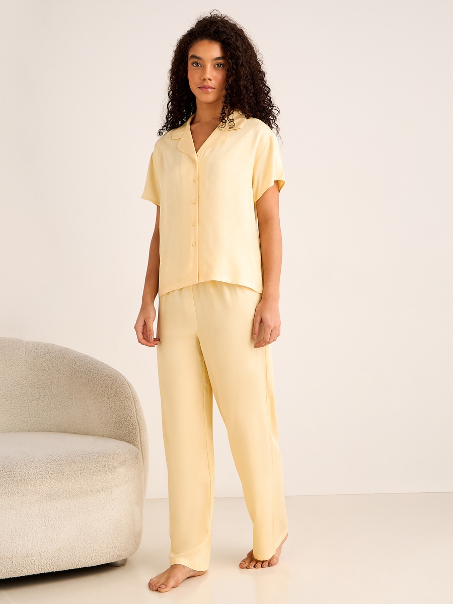 Pyjama Set with Button-Down Shirt and Trousers