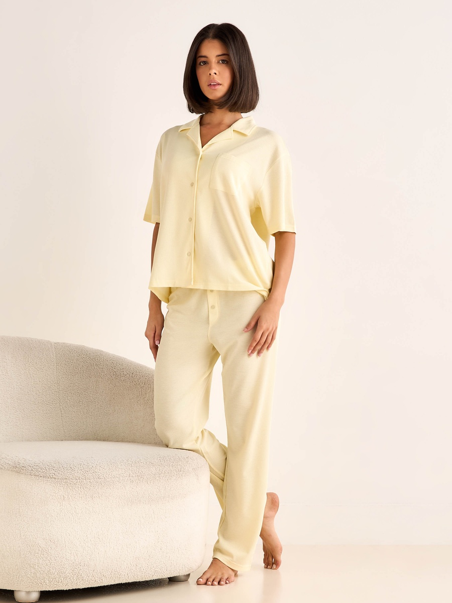 Pyjama Set with Button-Down Shirt and Pants