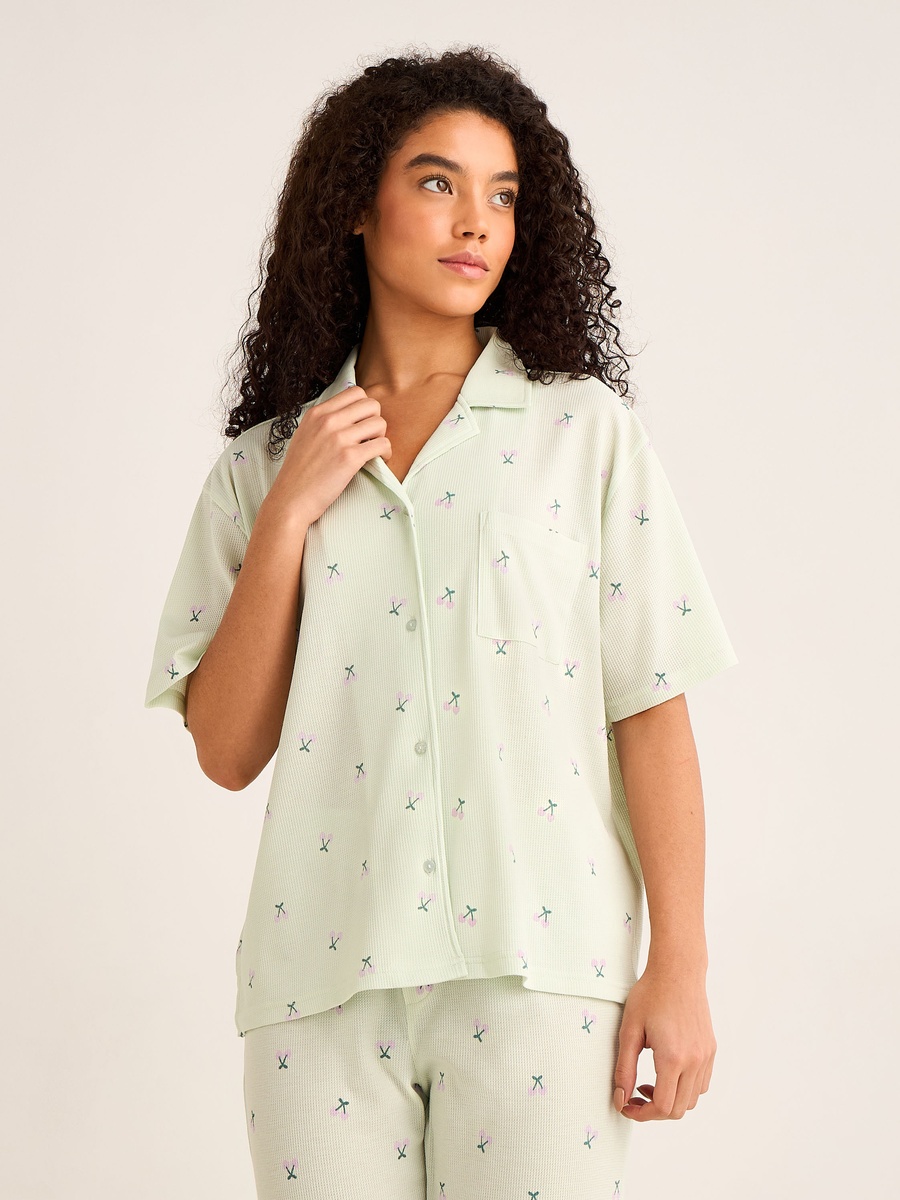 Pyjama Set with Button-Down Shirt and Pants