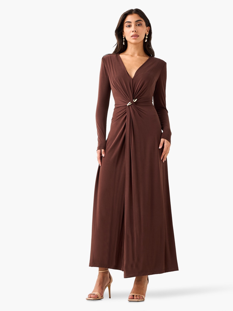 Maxi Dress with Twisted Knot Detail and V Neck