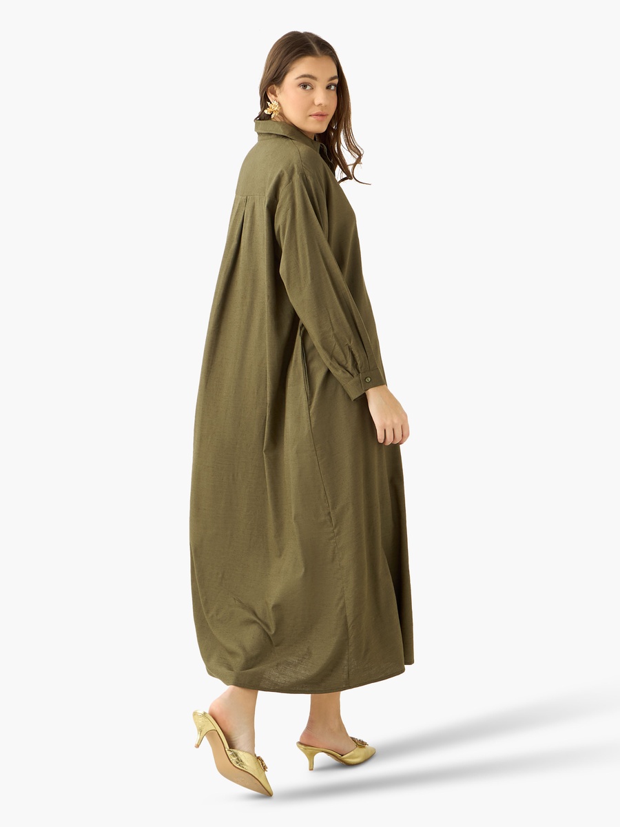 Maxi Shirt Dress with Floral Applique