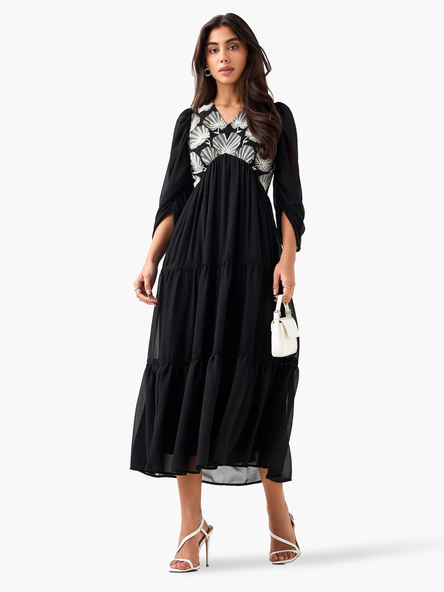 A-Line Tiered Dress Embroidered