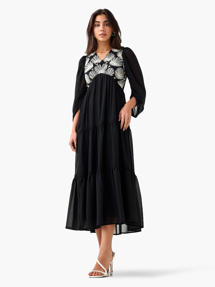 A-Line Tiered Dress Embroidered