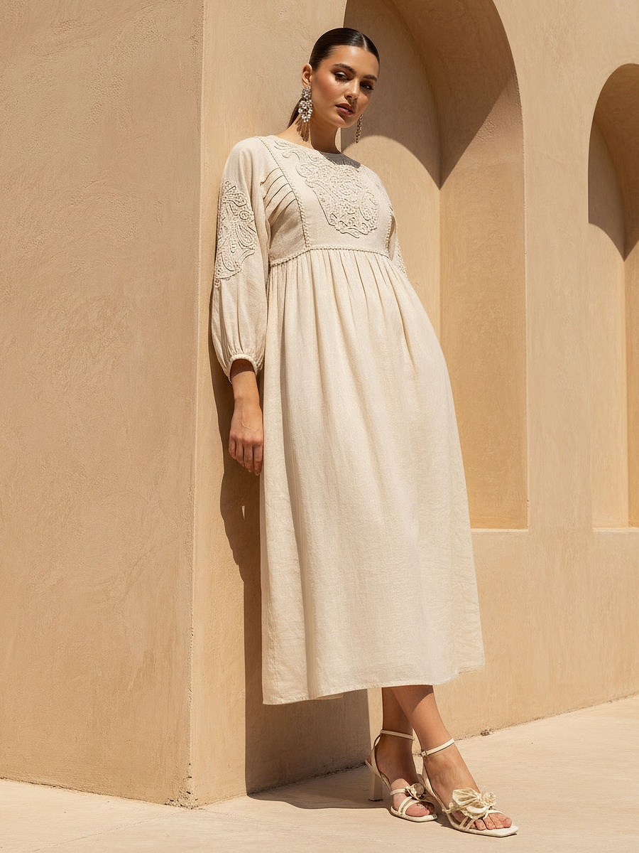 A-Line Maxi Dress with Pearl Embellishments