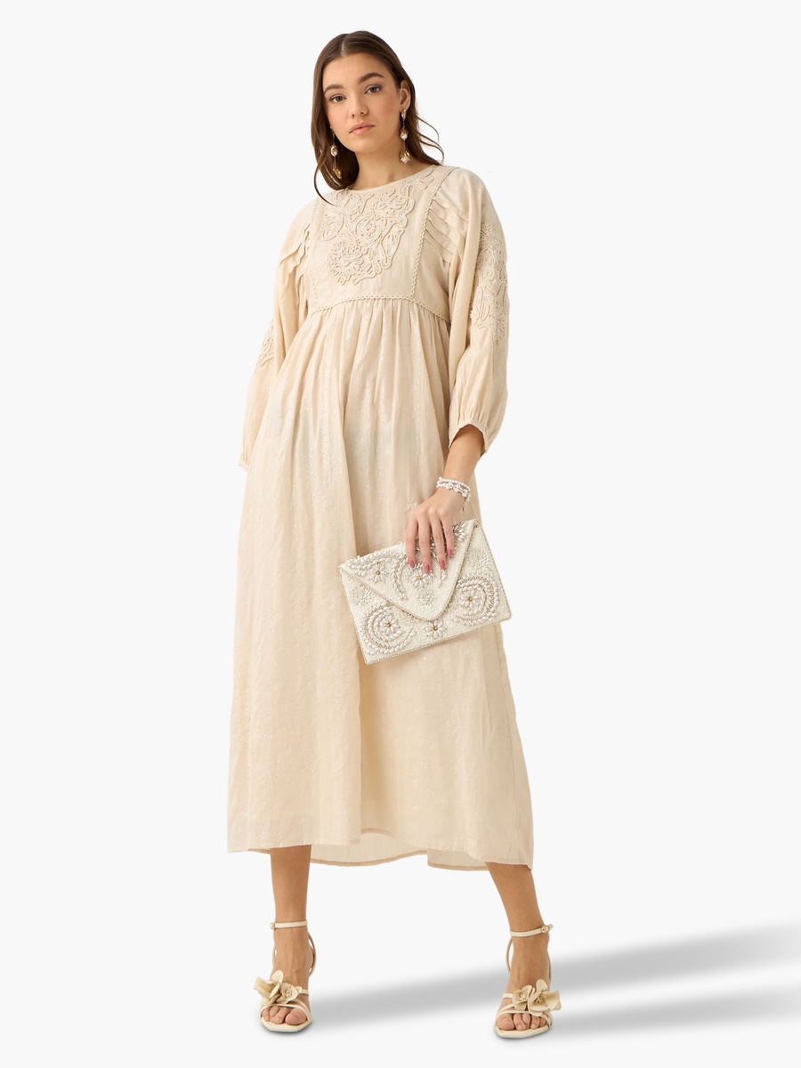 A-Line Maxi Dress with Pearl Embellishments