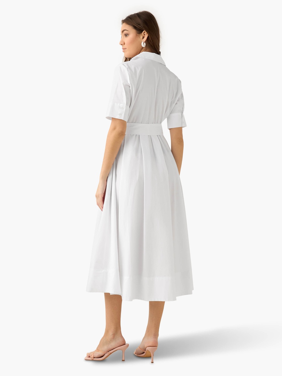 Shirt Midi Dress with Tie-Up Belt