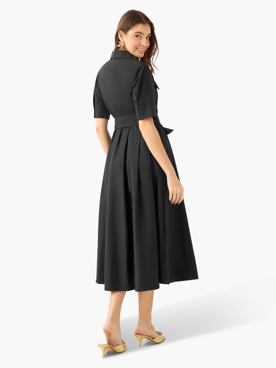 Shirt Midi Dress with Tie-Up Belt