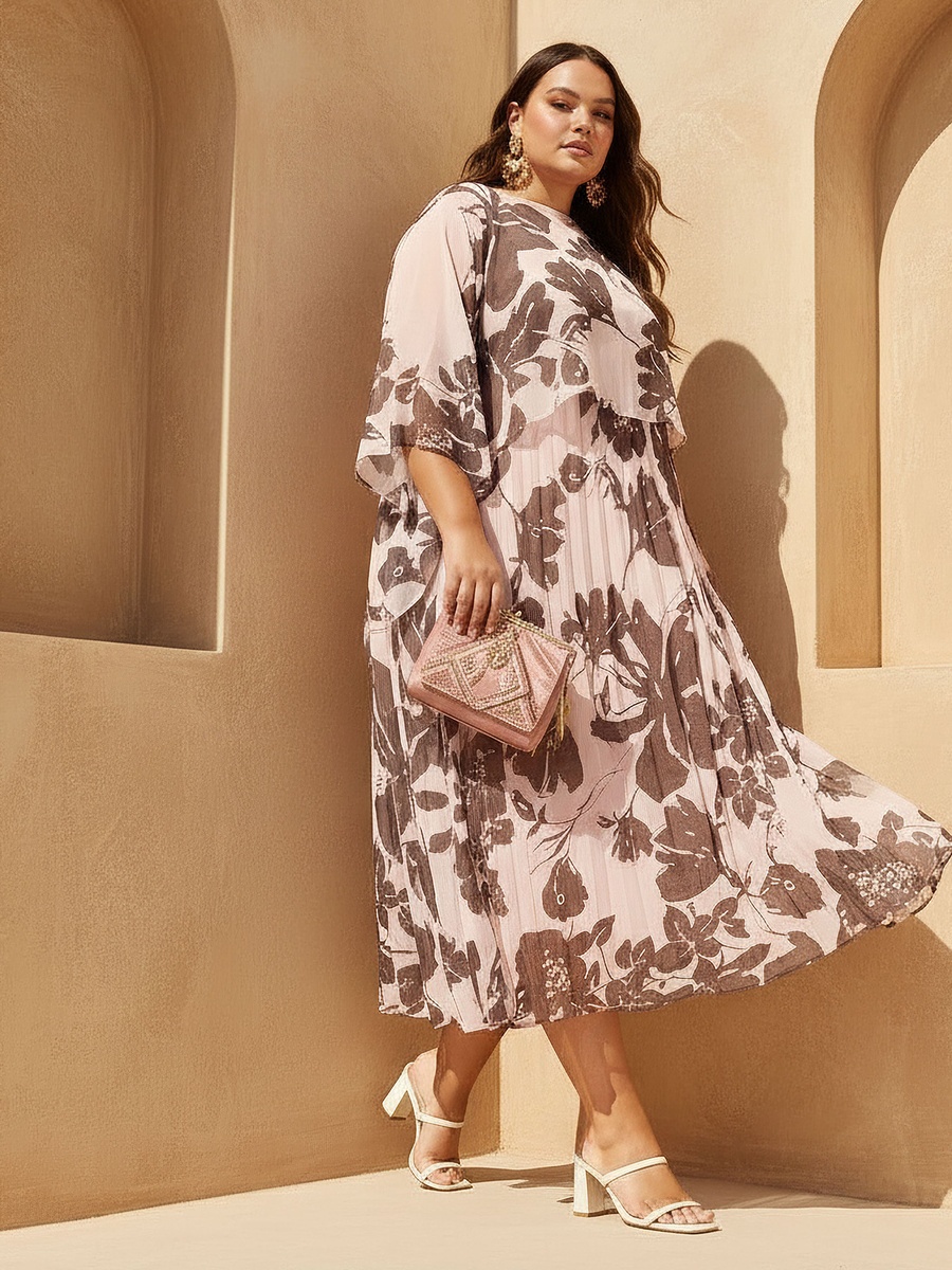A-Line Maxi Dress with Cape