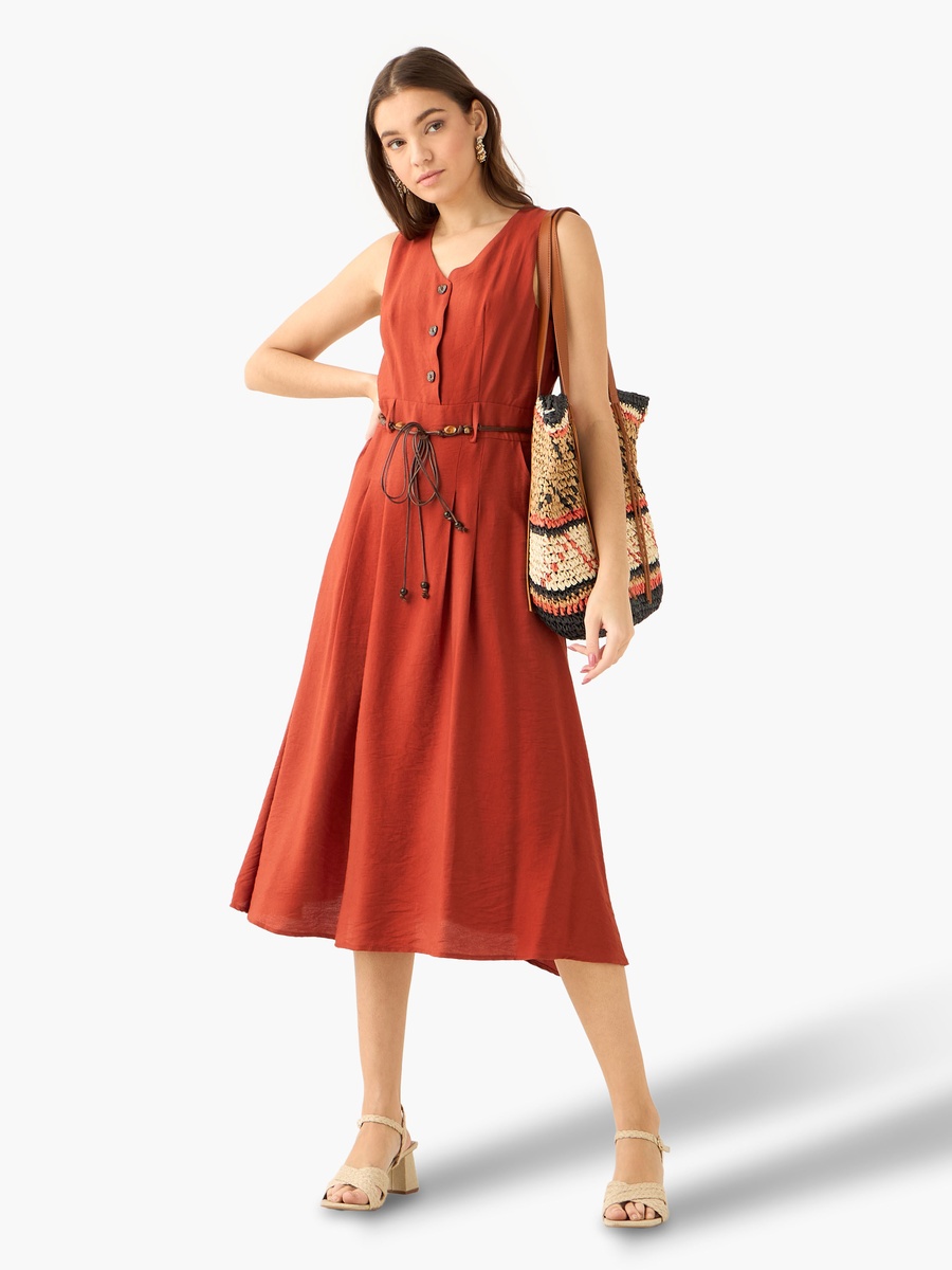 Midi Shirt Dress with Belt