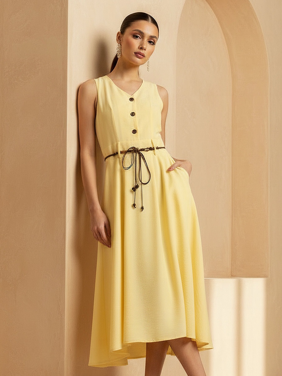 Midi Shirt Dress with Belt