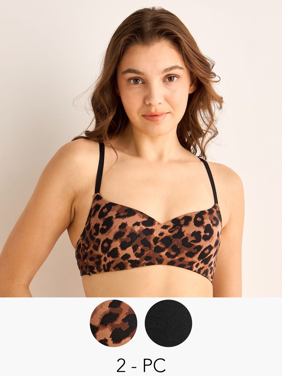 Pack of 2 Seamless Non-Wired Bra with Sweetheart Neckline