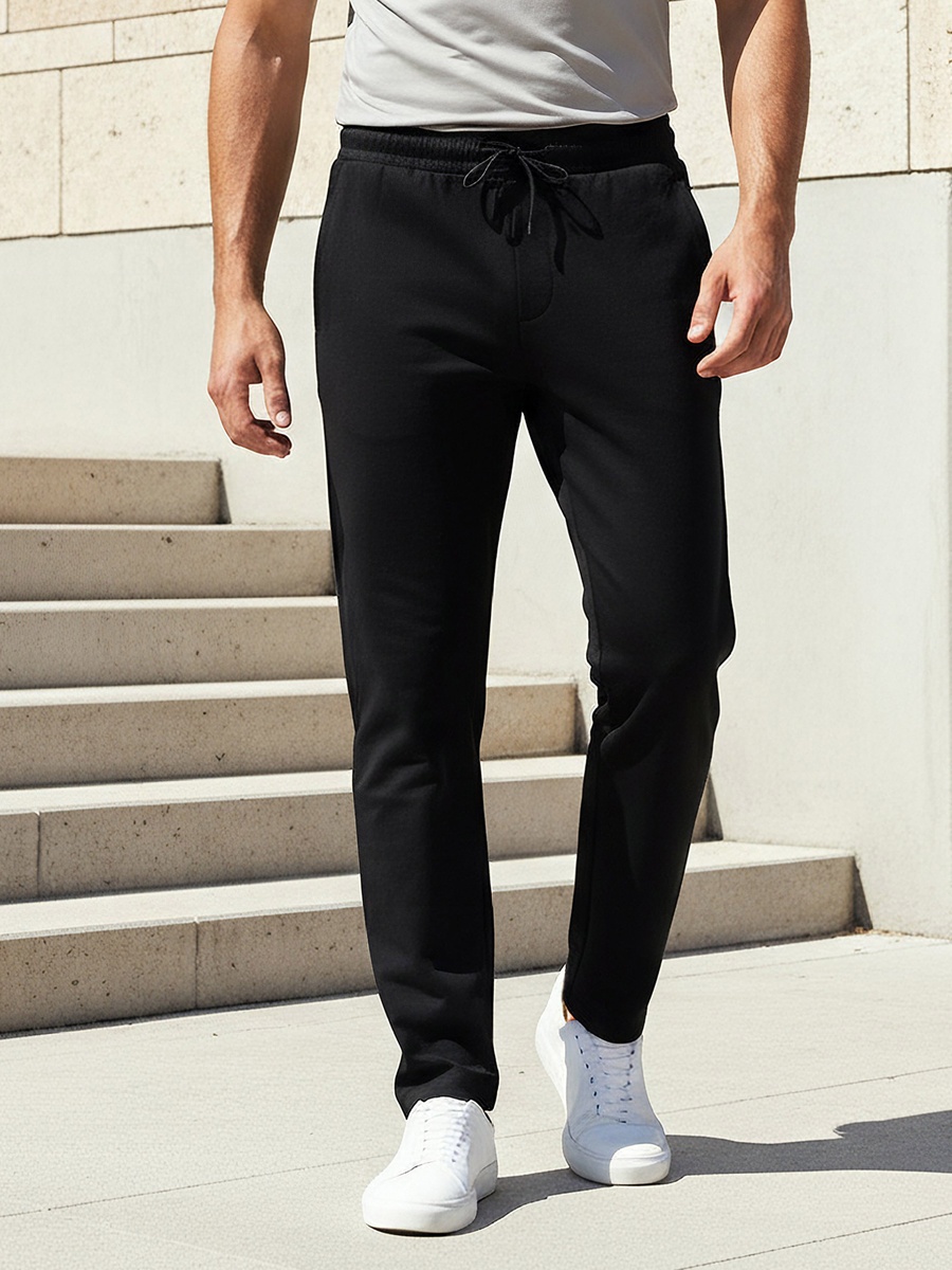 Men Straight Fit Joggers with Pockets