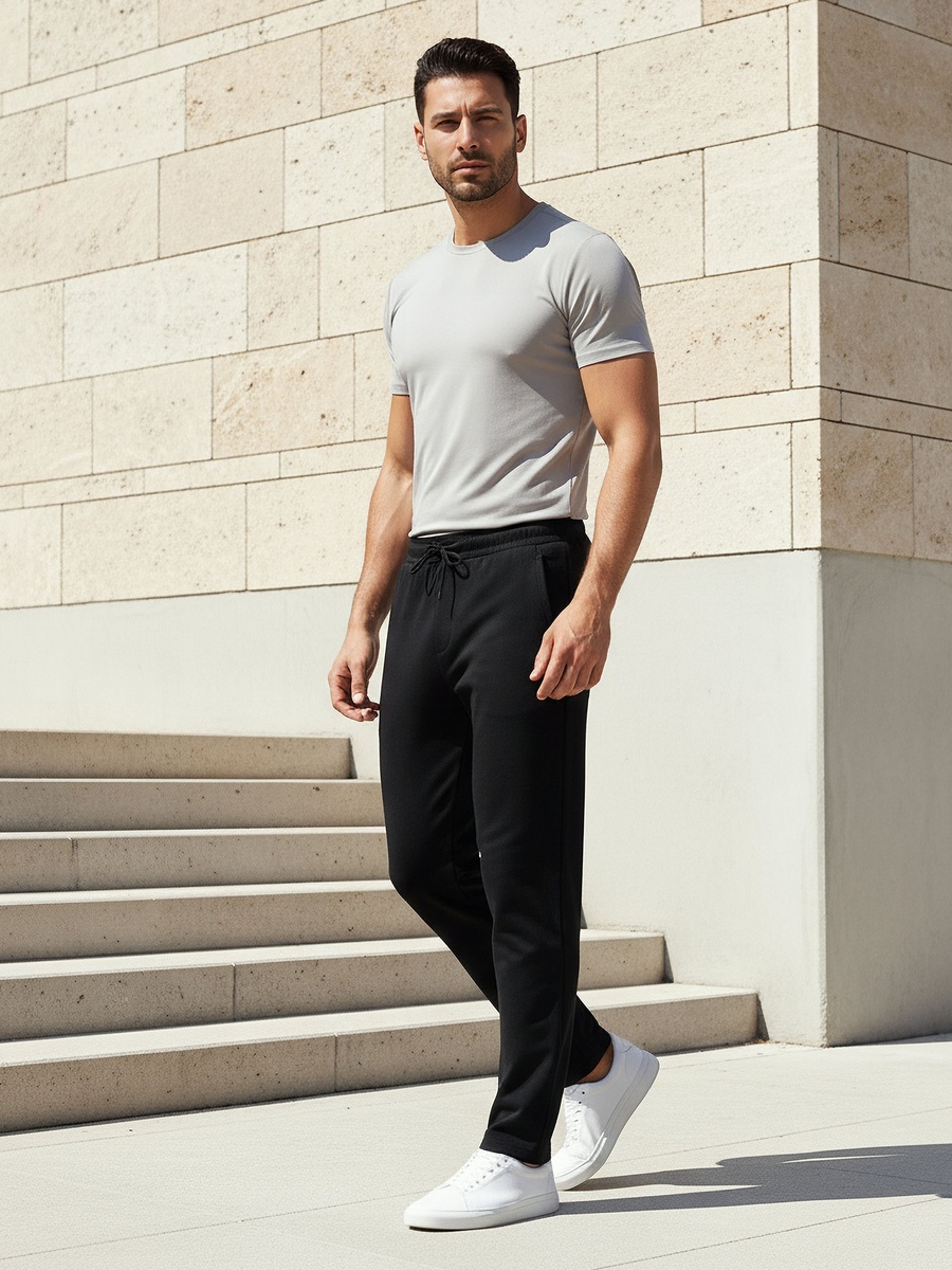 Men Straight Fit Joggers with Pockets