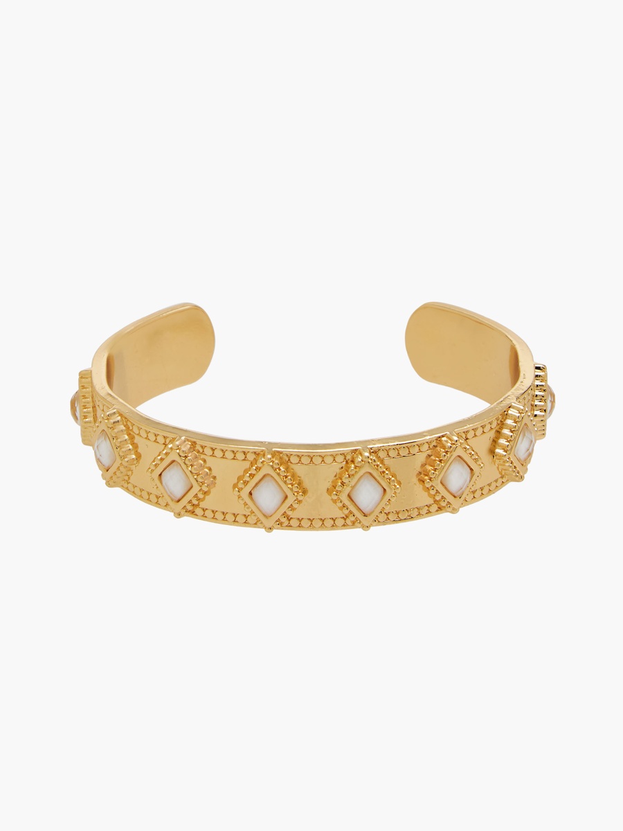 Pack of 2 - Gold Finish Stone Embellished Cuff Bracelet