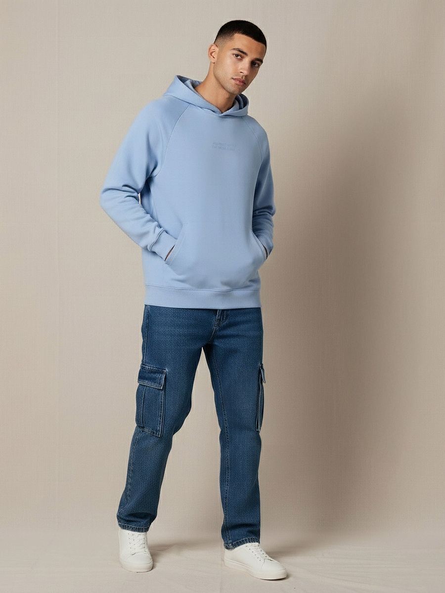 Men Tonal Print Hoodie