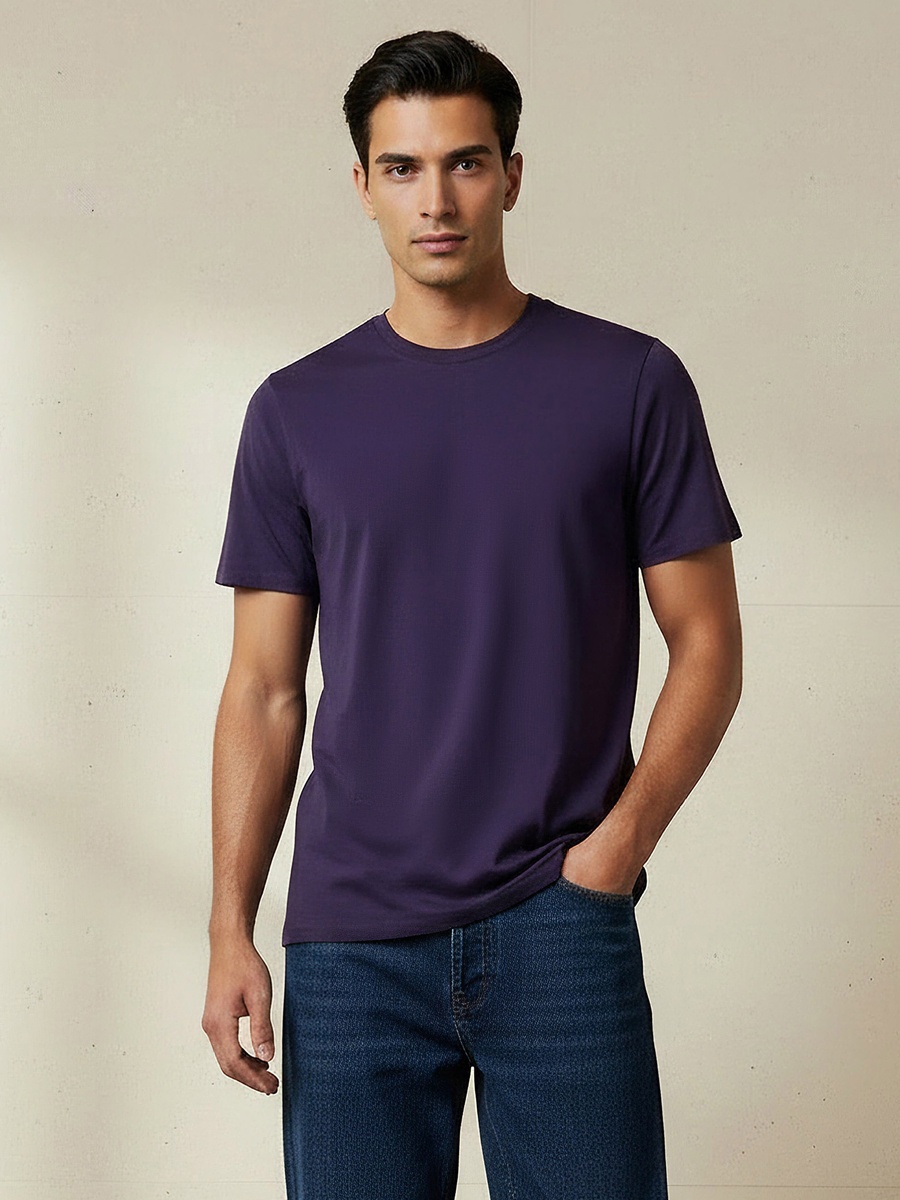 Men Regular Fit Crew Neck Short Sleeves T-Shirt