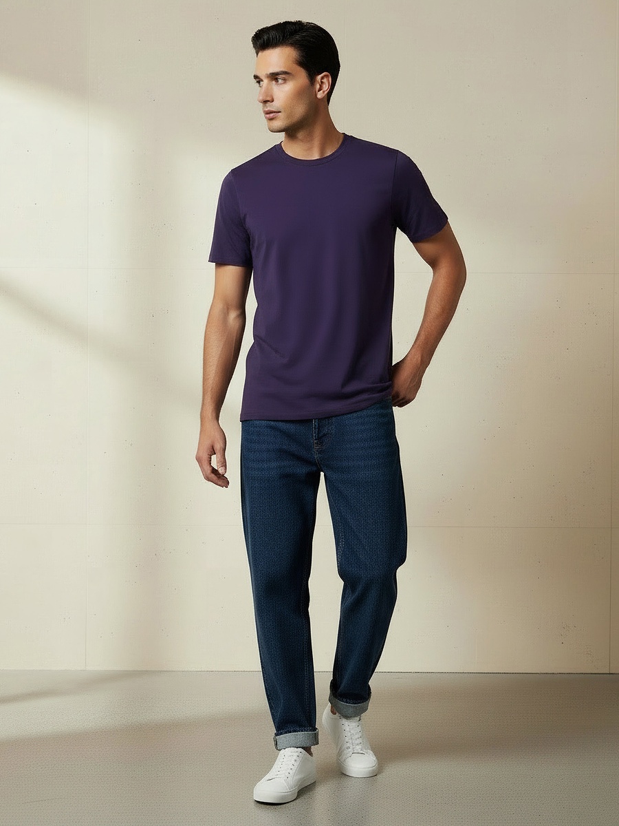Men Regular Fit Crew Neck Short Sleeves T-Shirt