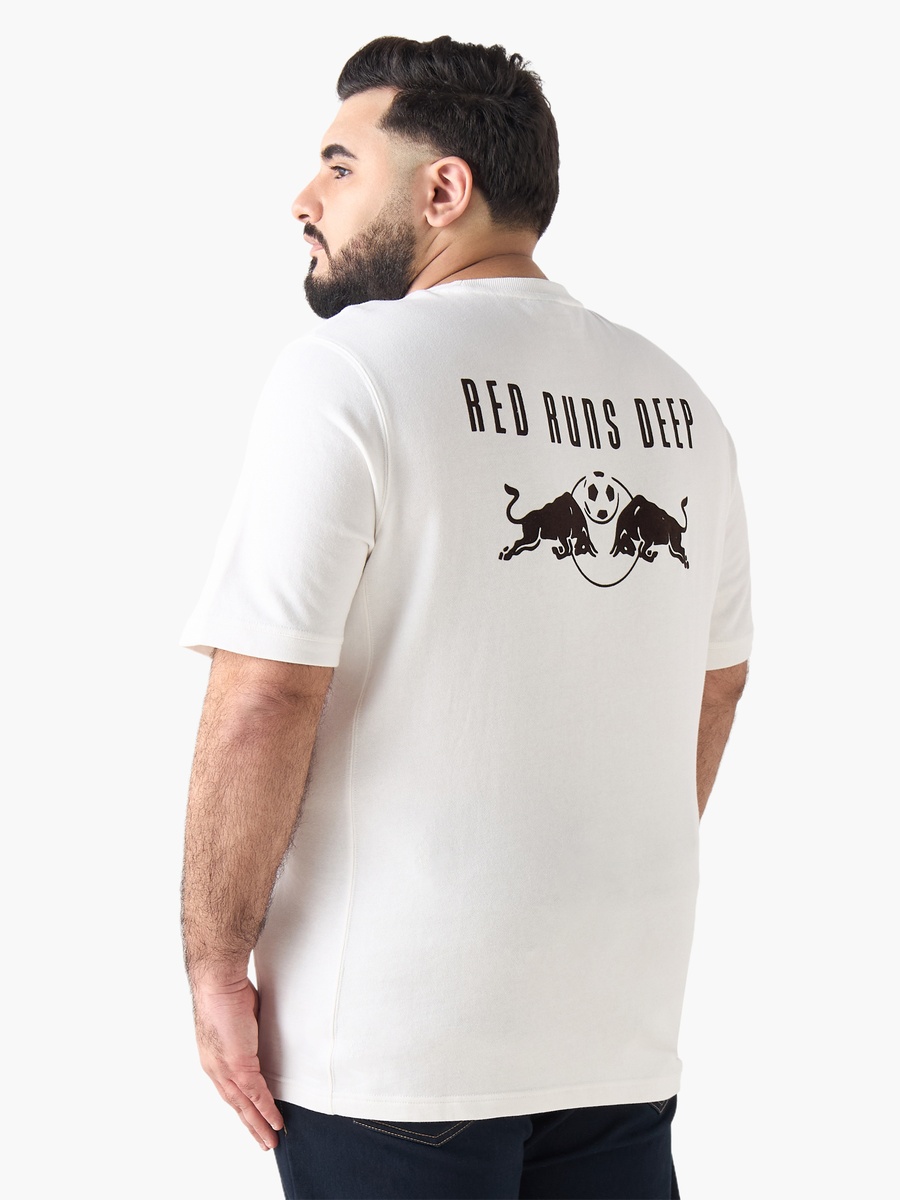 Men Regular Fit Round Neck Short Sleeve Red Bull New York Print T-Shirt