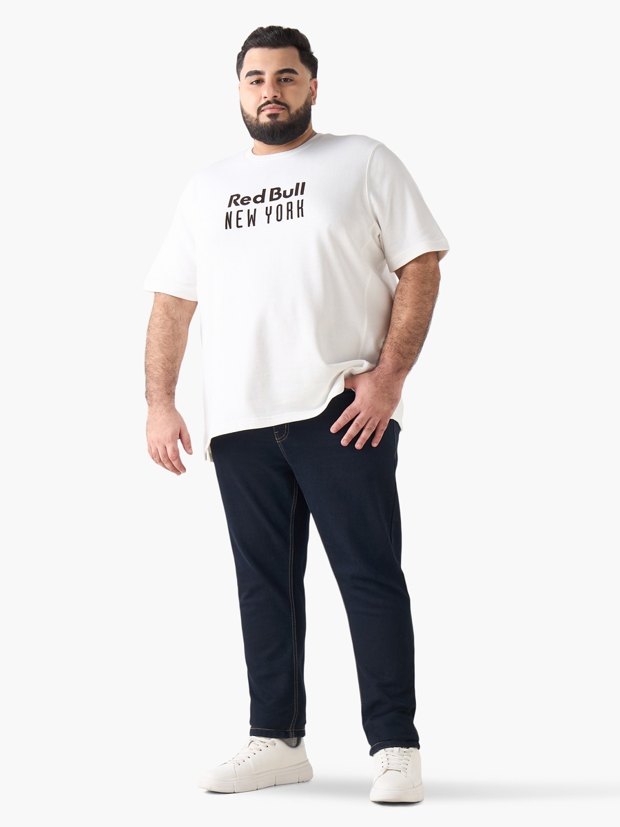 Men Regular Fit Round Neck Short Sleeve Red Bull New York Print T-Shirt