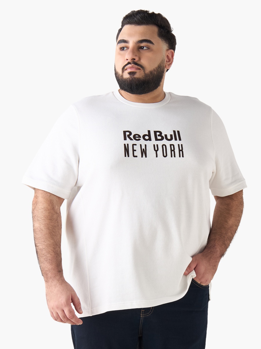 Men Regular Fit Round Neck Short Sleeve Red Bull New York Print T-Shirt