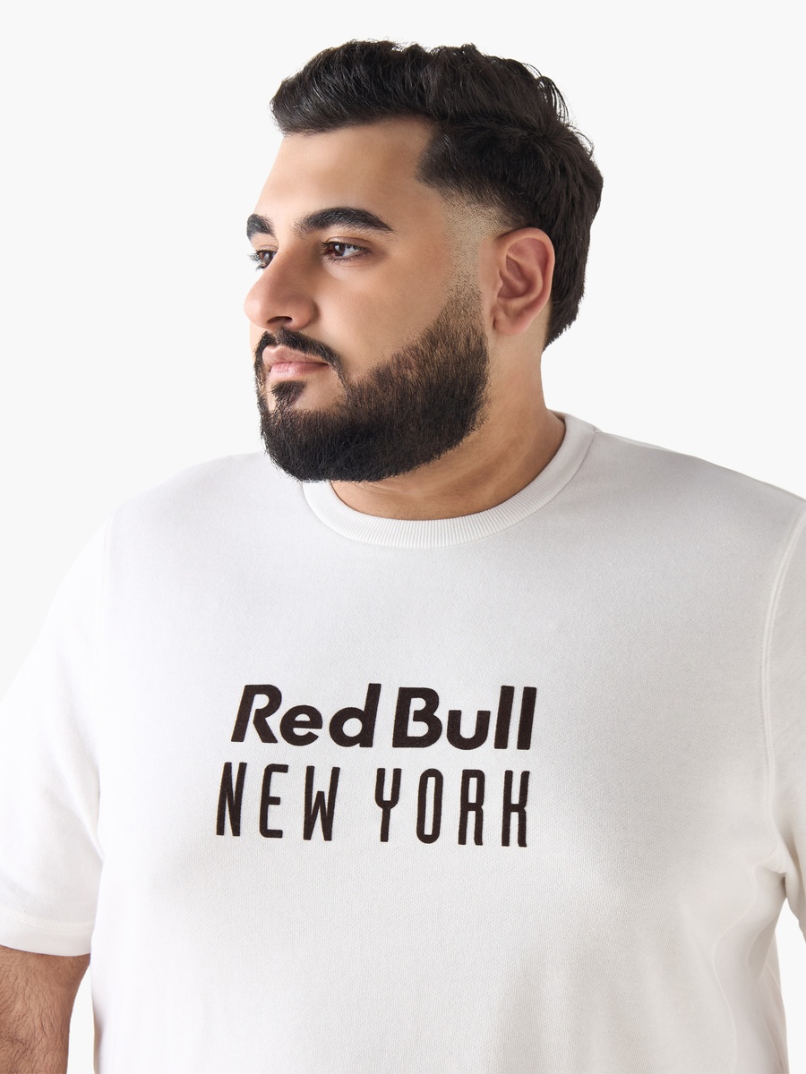 Men Regular Fit Round Neck Short Sleeve Red Bull New York Print T-Shirt