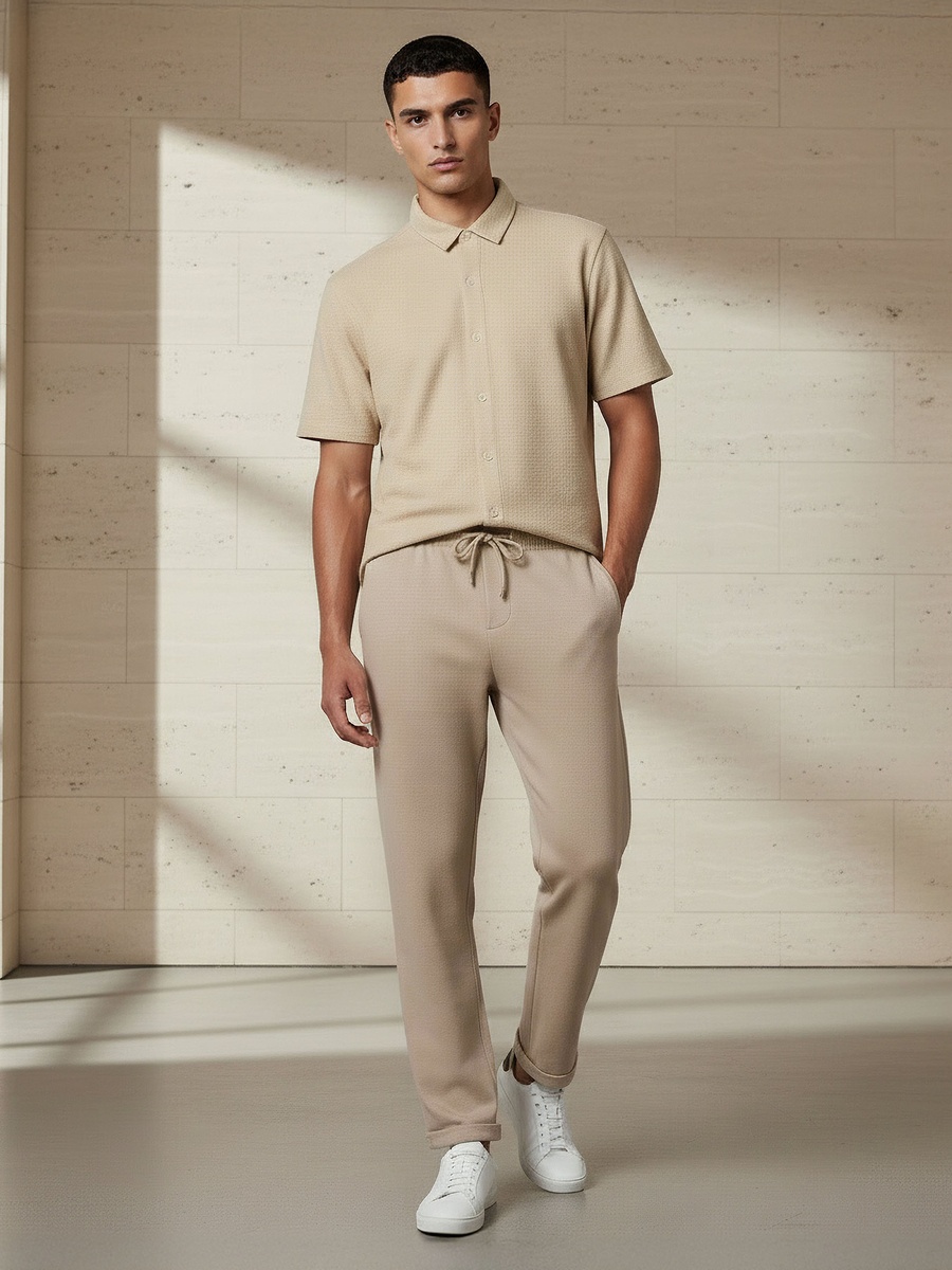 Men Slim Fit Pique Pants