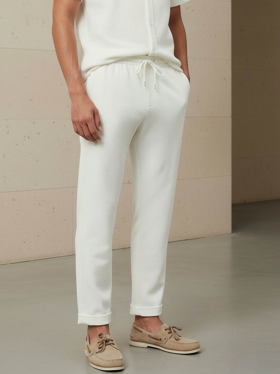 Men Slim Fit Pique Pants