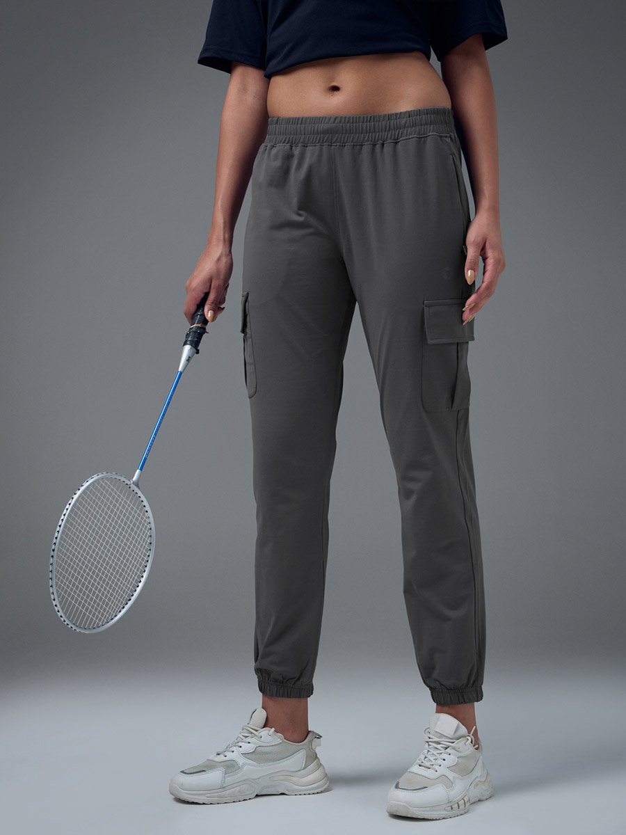 Slim Fit Solid Cargo Joggers with TECHNO GUARD