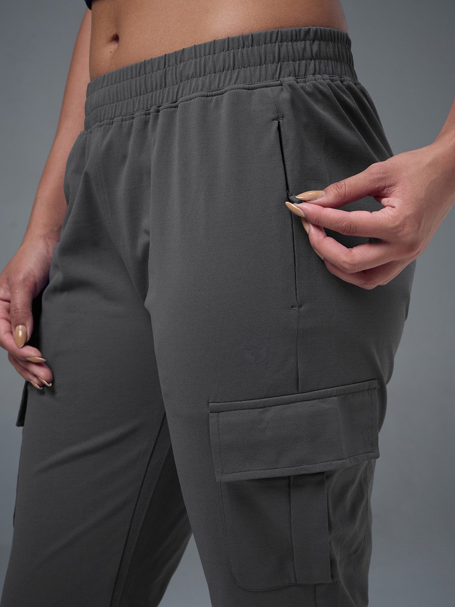 Slim Fit Solid Cargo Joggers with TECHNO GUARD