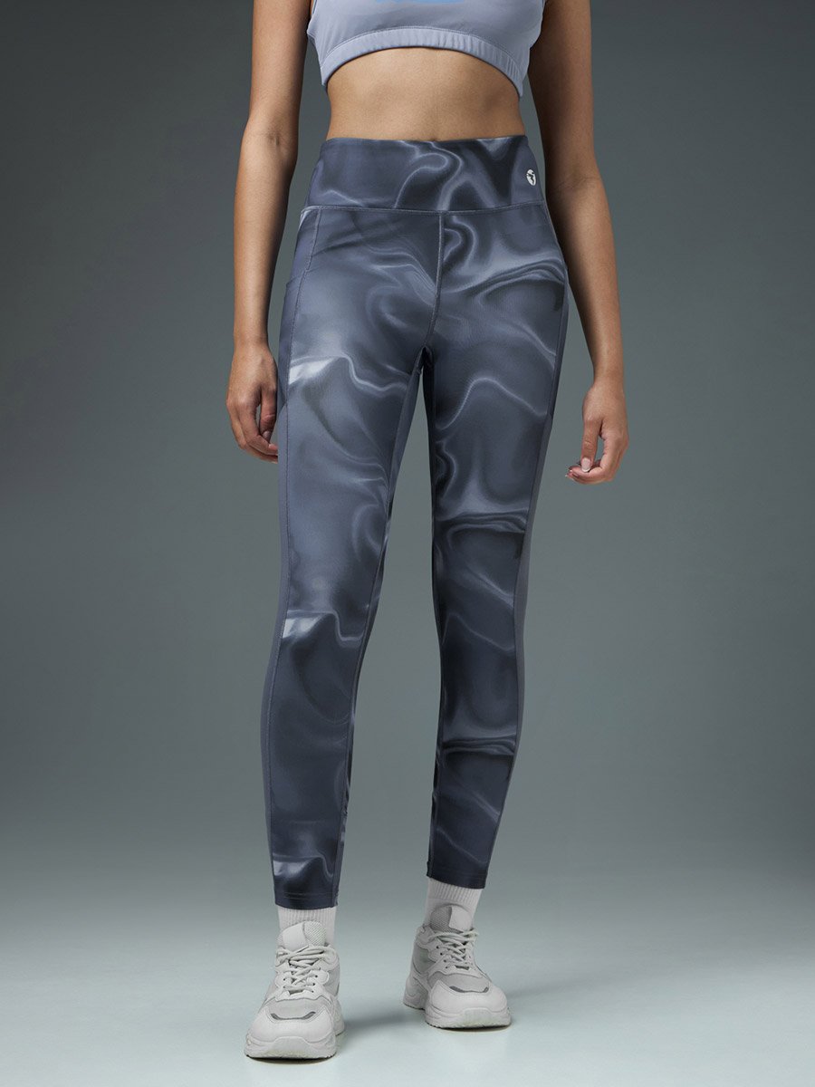 Marble Print Slim Fit Tights with ELASTO PLUS