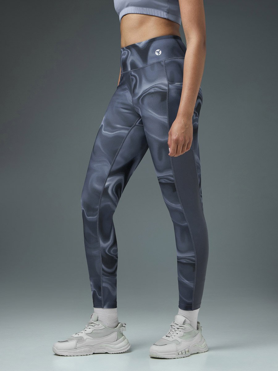 Marble Print Slim Fit Tights with ELASTO PLUS