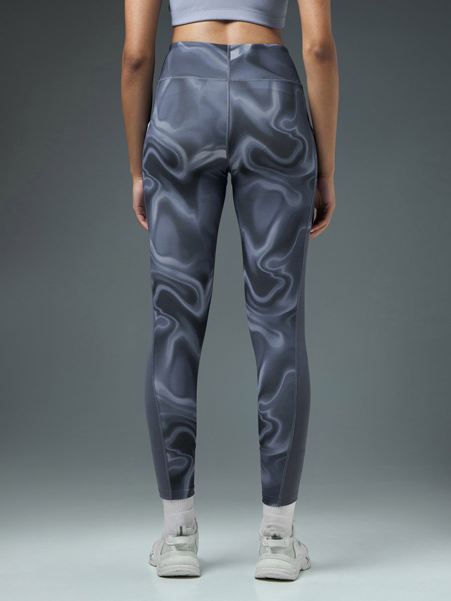 Marble Print Slim Fit Tights with ELASTO PLUS