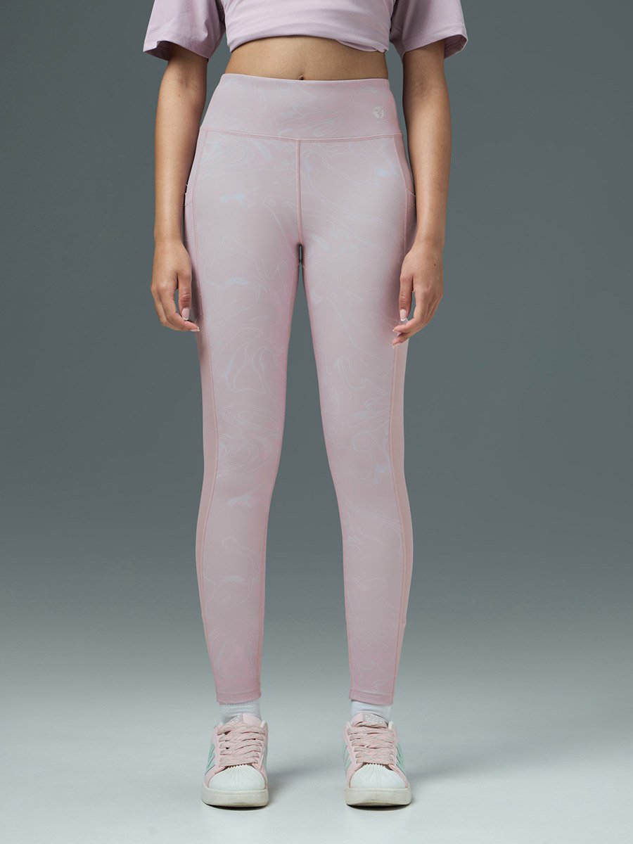 Printed Slim Fit Sports Tights with ELASTO PLUS