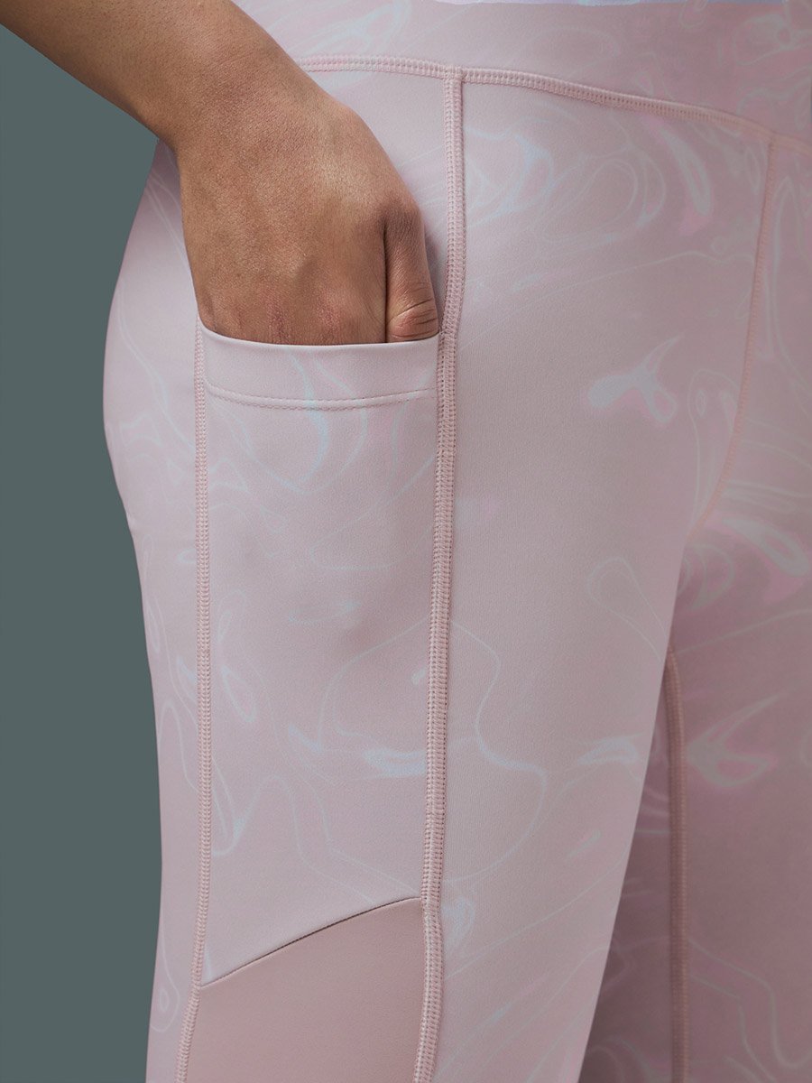 Printed Slim Fit Sports Tights with ELASTO PLUS