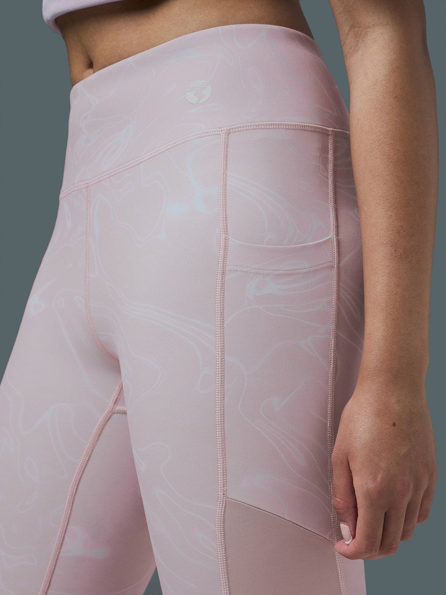 Printed Slim Fit Sports Tights with ELASTO PLUS