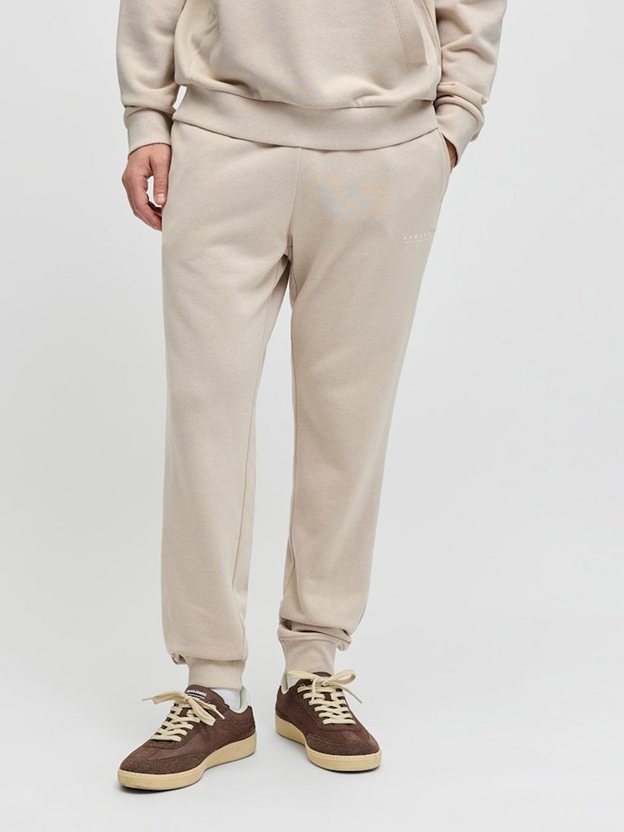 Beige Drawstring Waist Cuffed Joggers