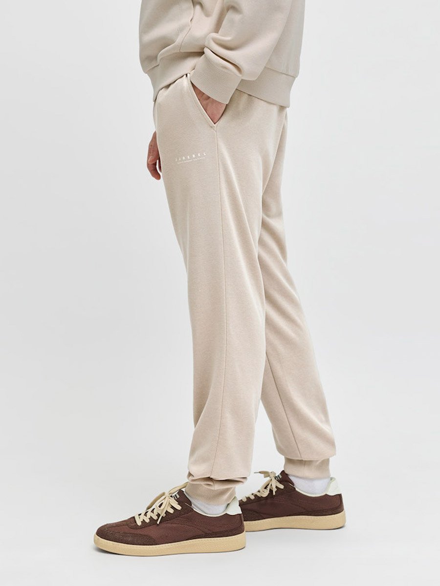 Beige Drawstring Waist Cuffed Joggers