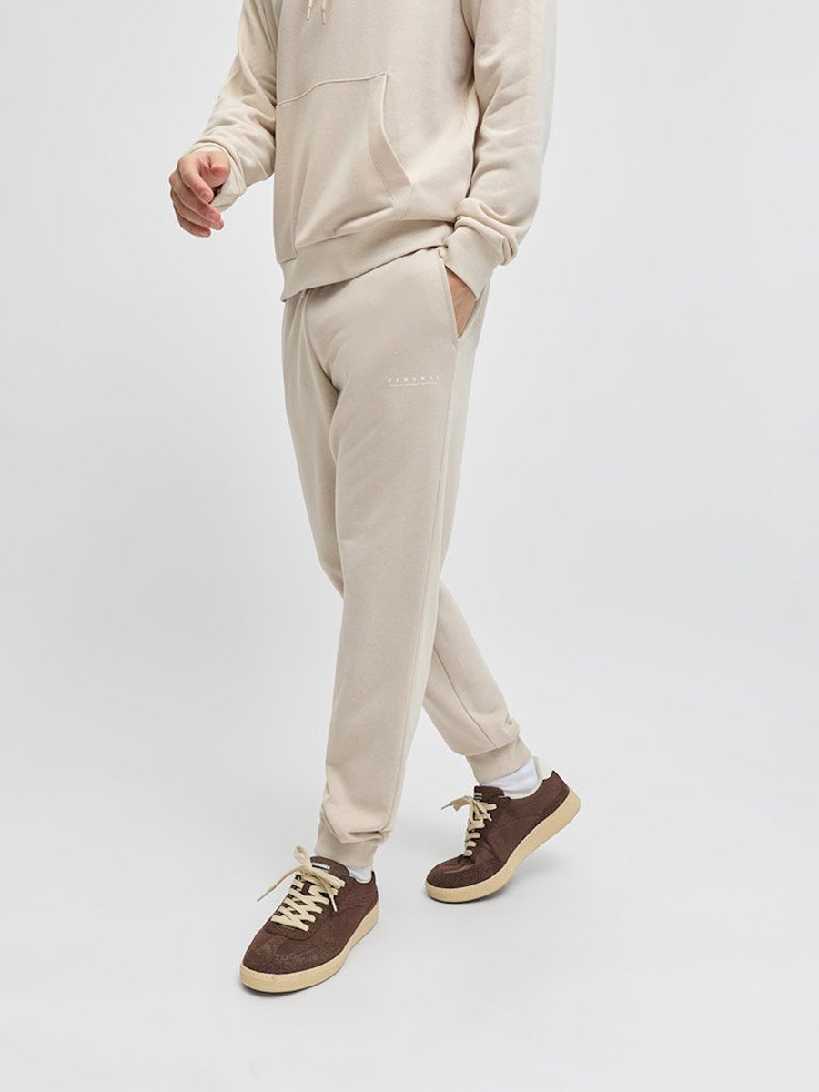 Beige Drawstring Waist Cuffed Joggers