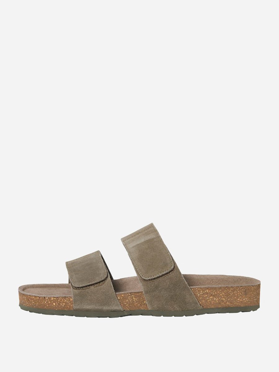 Suede Double Strap Sandals