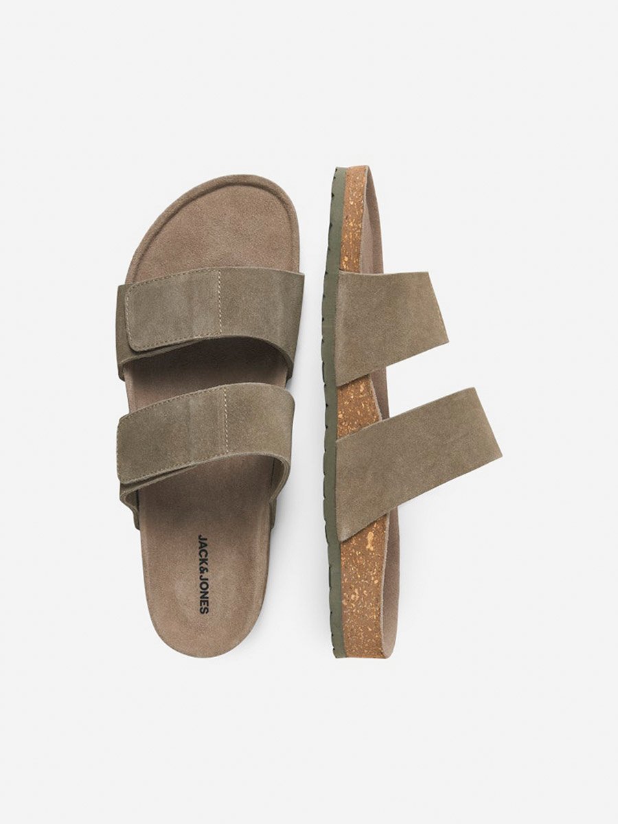 Suede Double Strap Sandals